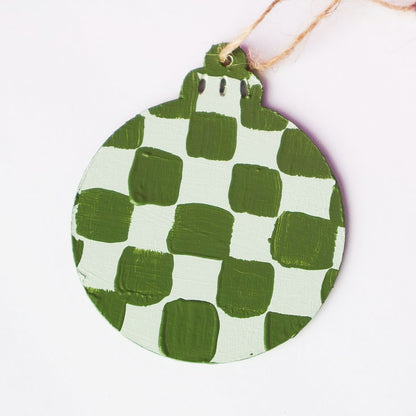 Green Checkered Hand Painted Ornament